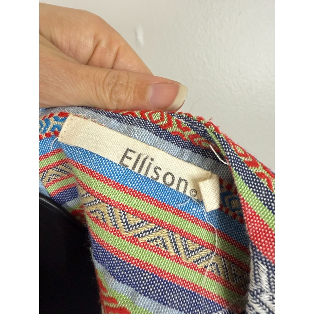 Ellison Women's Size Small Multicolored Stripe Tunic Mini Shift Dress Boho 90s - Picture 3 of 7